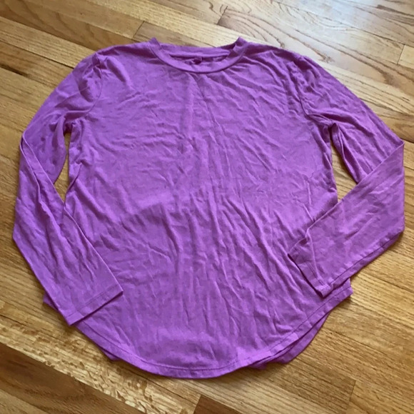 Lou & Grey Purple Cozy‎ Long Sleeve Shirt Purple Oversized Curved Hem Athleisure - Picture 4 of 6